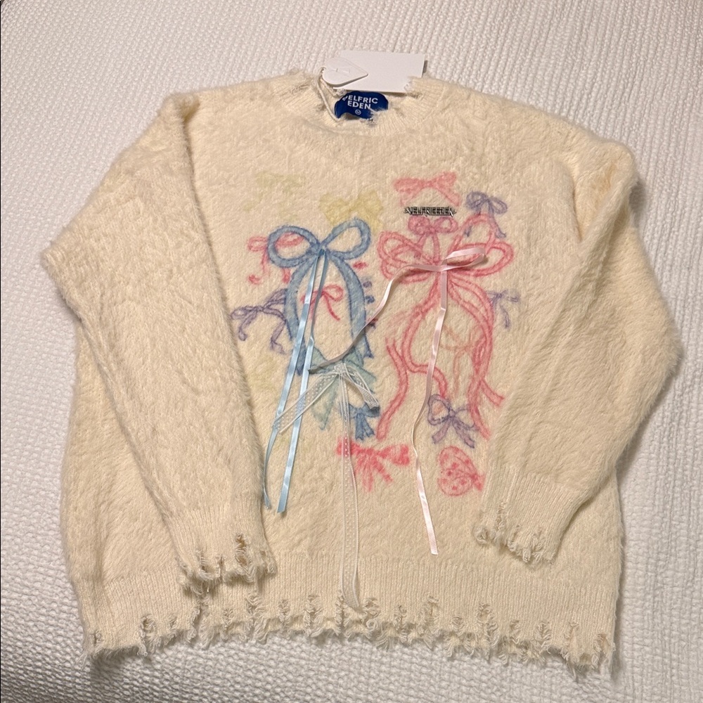 Aelfric Eden Cream Sweater with Pastel Bow Accents